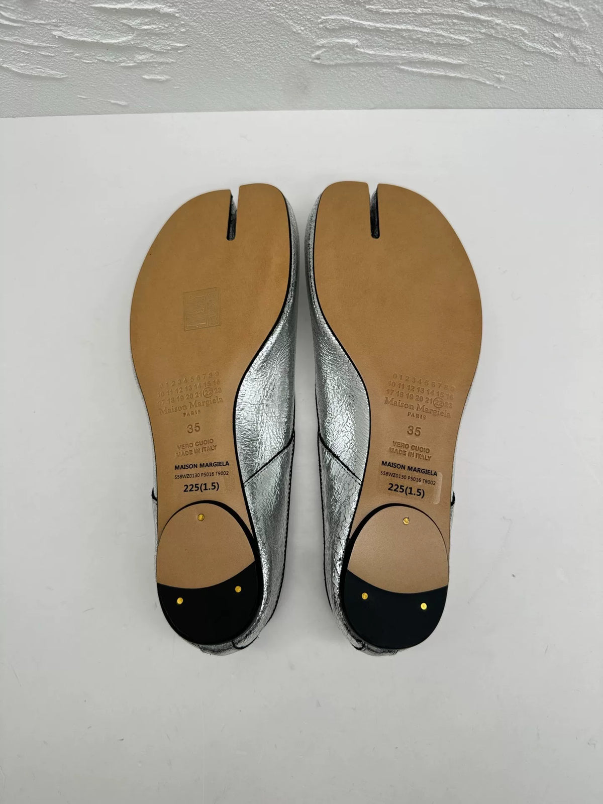 Maison Margiela Silver Cracked Calfskin Tabi Flats