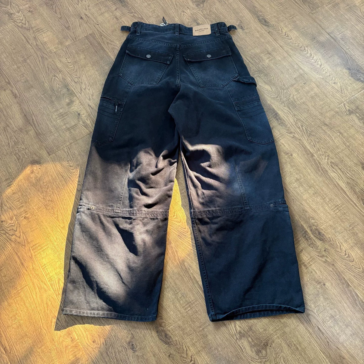 Balenciaga Washed Distressed Patched Denim Pants