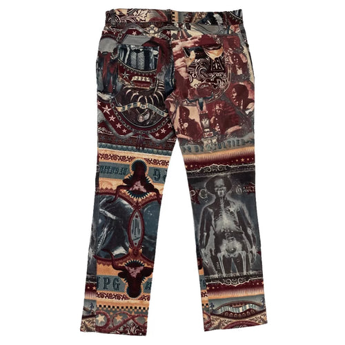 2004 Fall/Winter Jean Paul Gaultier Indian X-Ray Skull Pattern Jeans