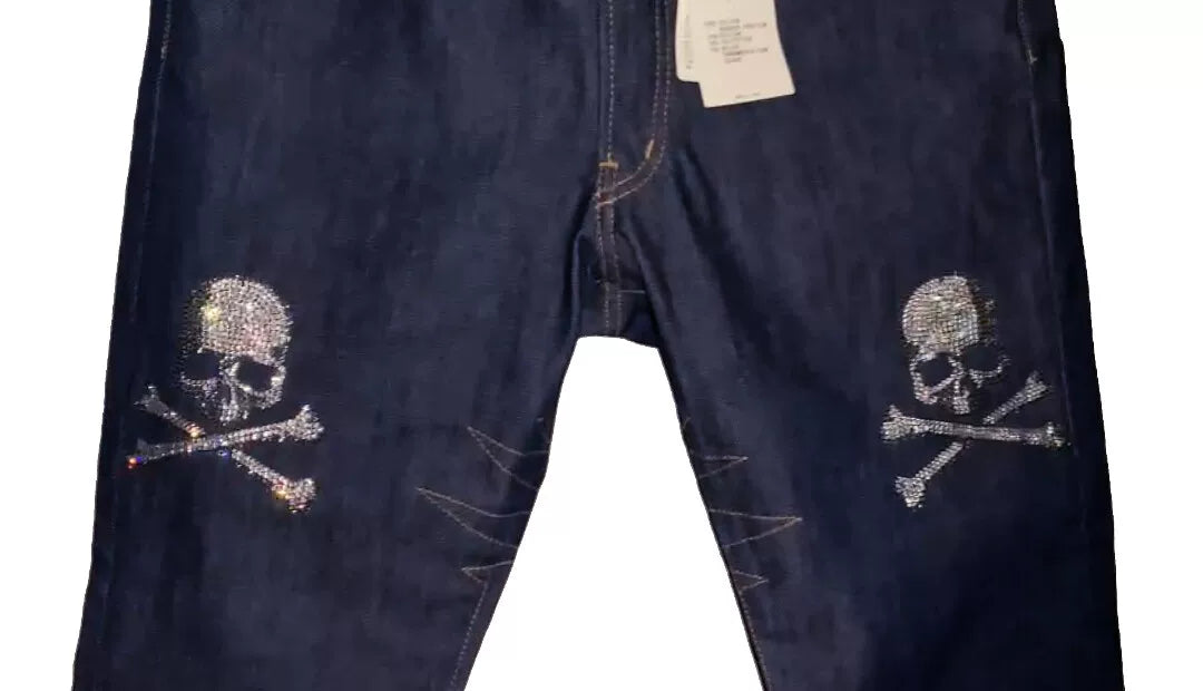 Mastermind Japan Rhinestone Mainline 14SS Gold Isetan On Jeans