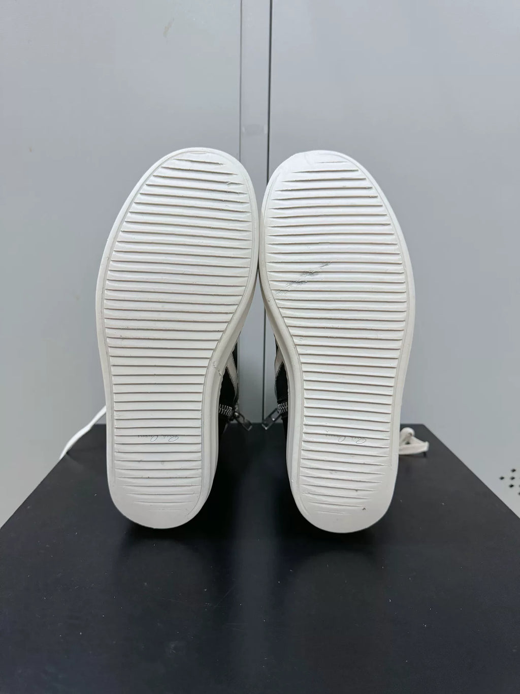 Rick Owens Black and White Inverted-Triangle Leather Sneakers