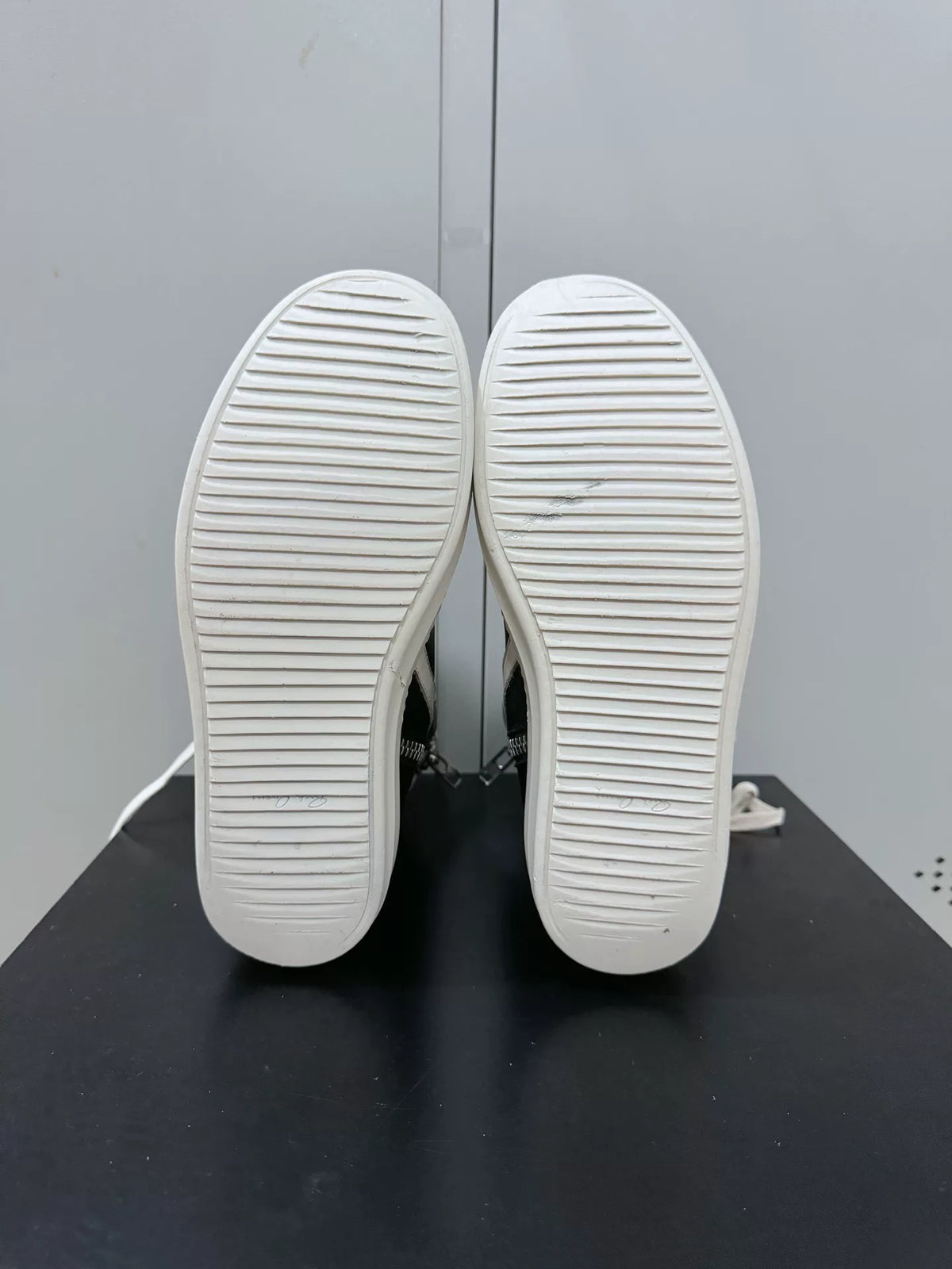 Rick Owens Black and White Inverted-Triangle Leather Sneakers