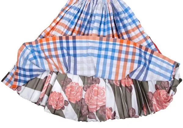 COMME des GARCONS Vintage Blue Plaid Floral Skirt
