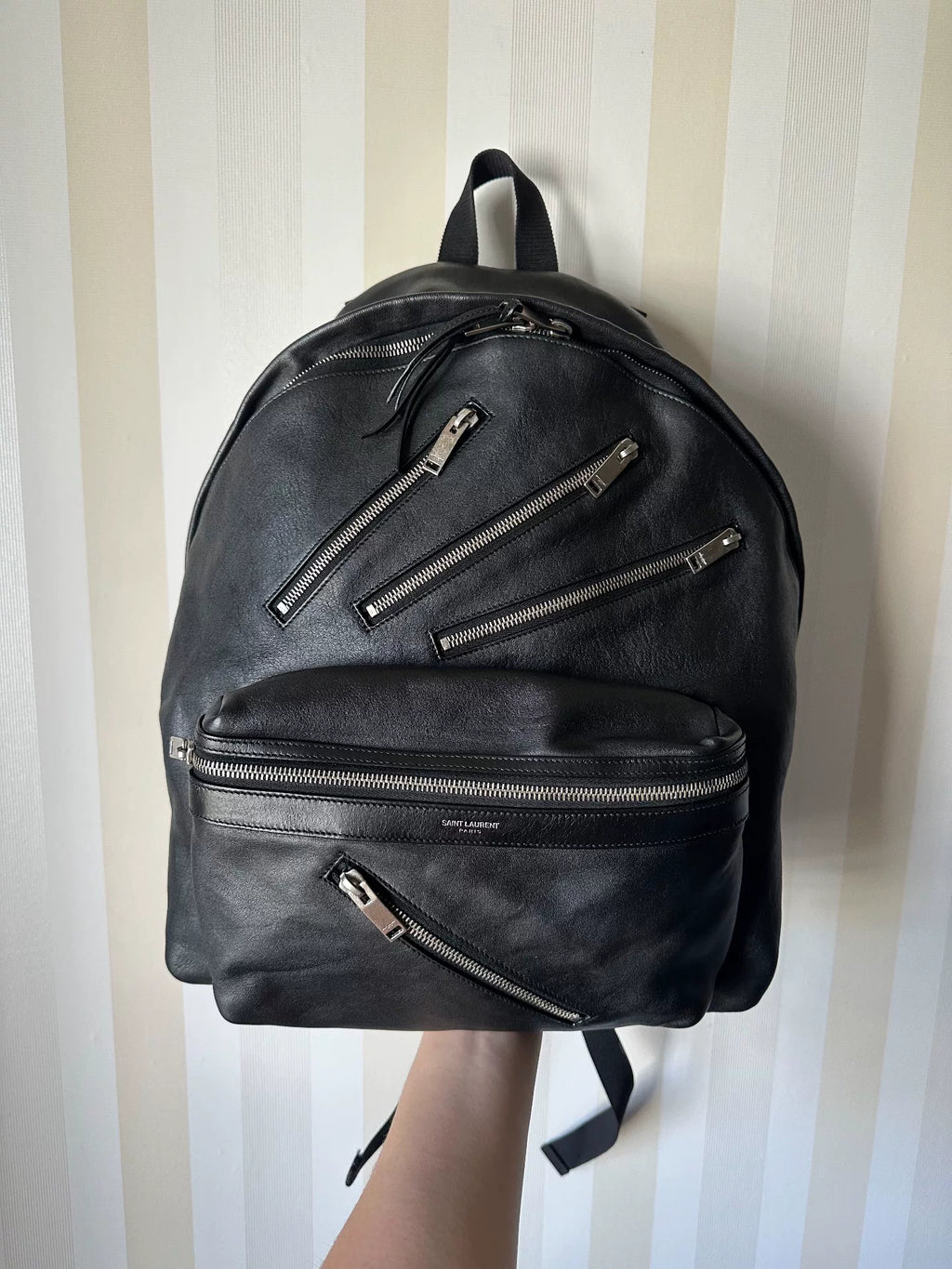 Saint Laurent 14SS Paris Multi Zipper Leather Backpack by Hedi Slimane