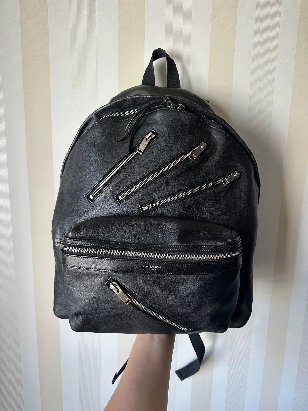 Saint Laurent 14SS Paris Multi Zipper Leather Backpack by Hedi Slimane