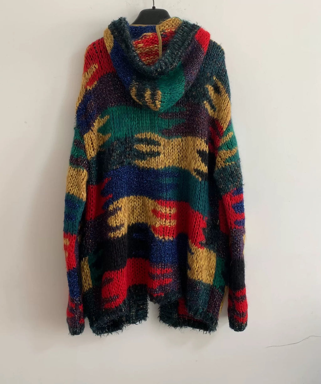Saint Laurent FW18 Color-Block Mohair Hooded Cardigan