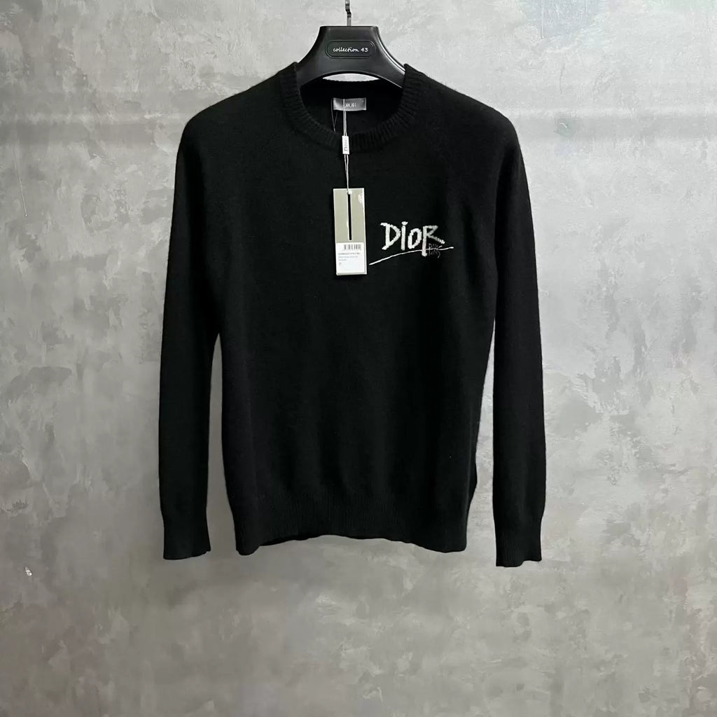 Dior Black Letter Crew Neck Cashmere Sweater