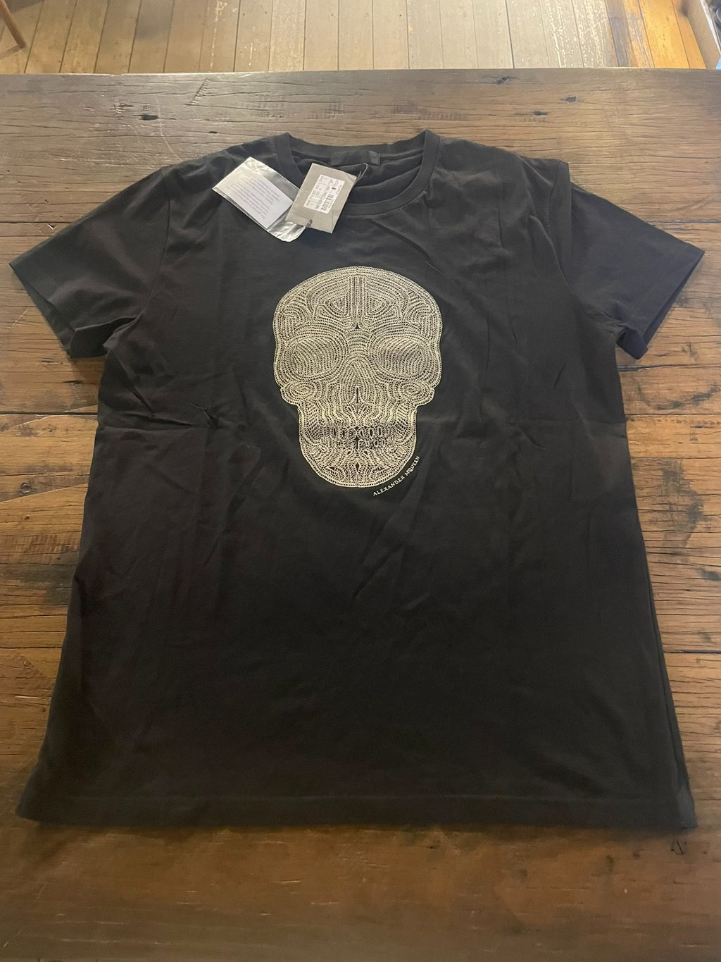 Alexander McQueen SS16 Embroidered Skull Short Sleeve Cotton T-Shirt
