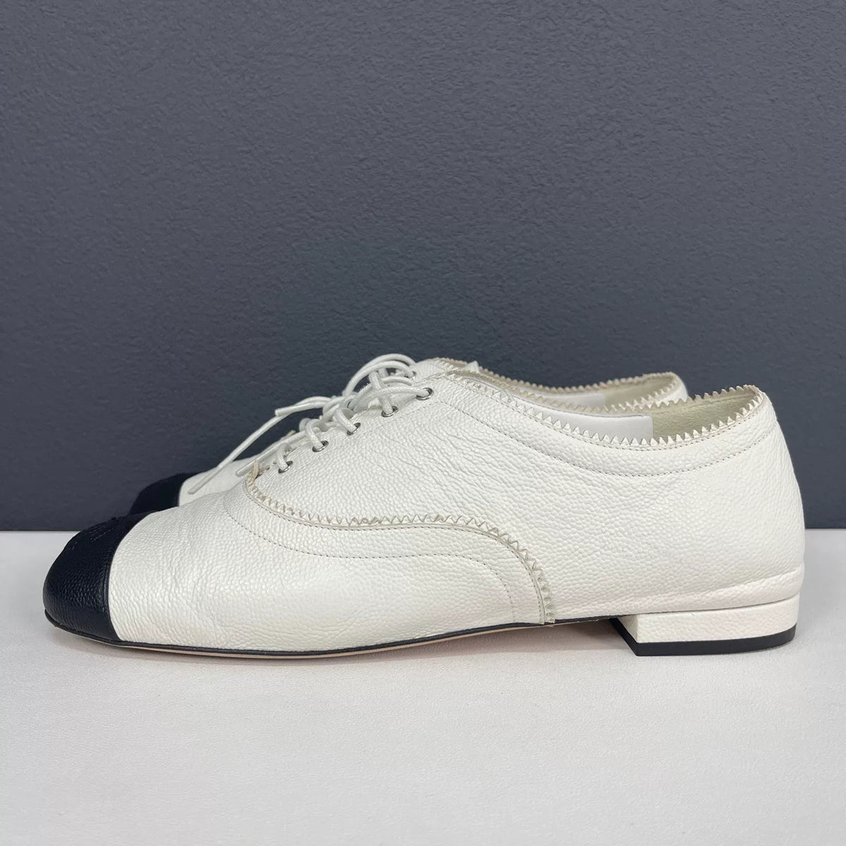 Chanel Black and White Leather Shoes