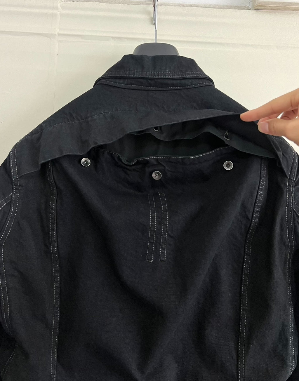 Rick Owens Vintage Metallic Zip Pocket Denim Drkshdw Worker Distressed Cotton Jacket
