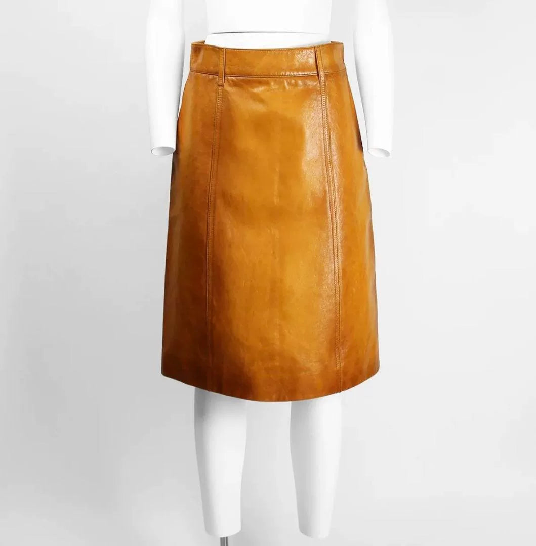 Prada AW17 Distressed Goat Leather Skirt