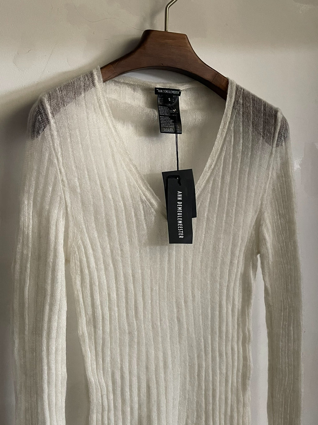 Ann Demeulemeester 'Spider Web White Snow' Mohair Knit Top