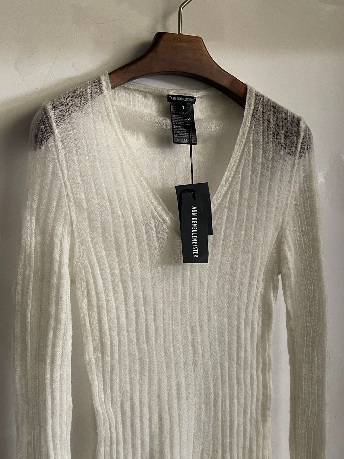 Ann Demeulemeester 'Spider Web White Snow' Mohair Knit Top