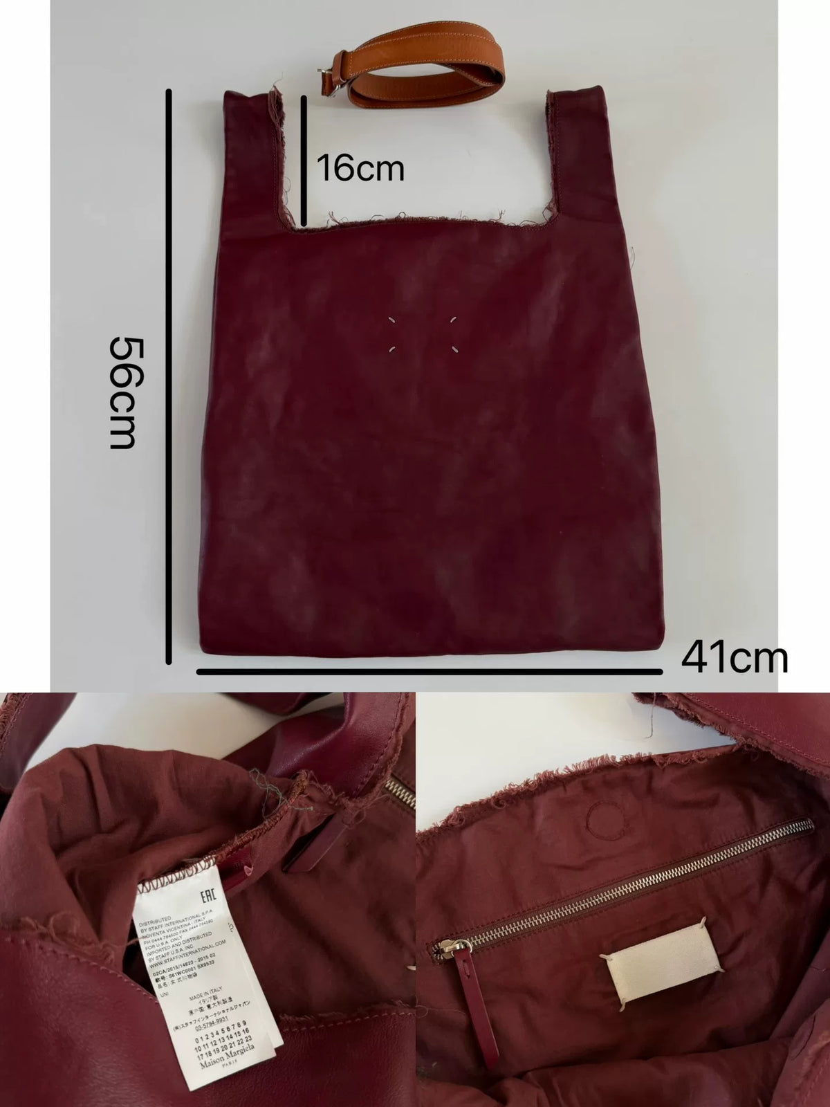 Rare 2015 Maison Martin Margiela deconstructed burgundy monk tote bag