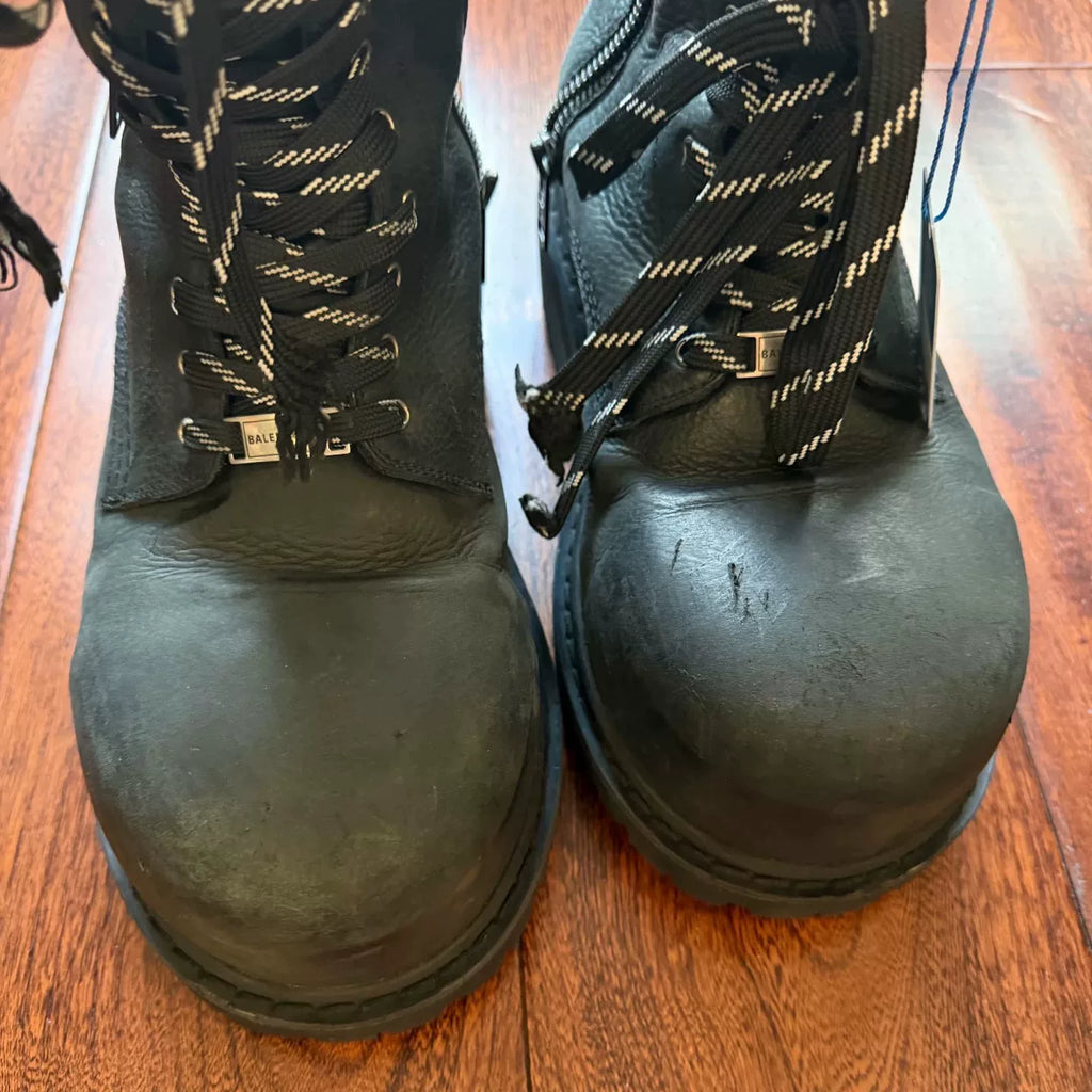 Balenciaga 25FW Double-Zipper Stomper Distressed Military Boots