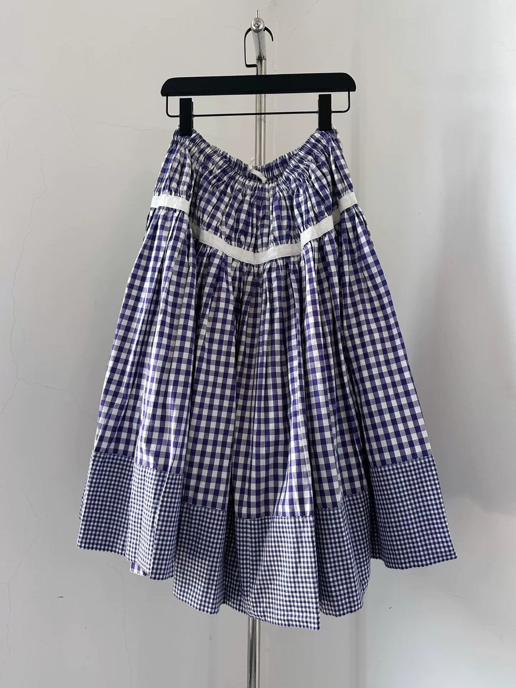 Comme Des Garcons Rei Kawakubo Tricot line check patchwork skirt