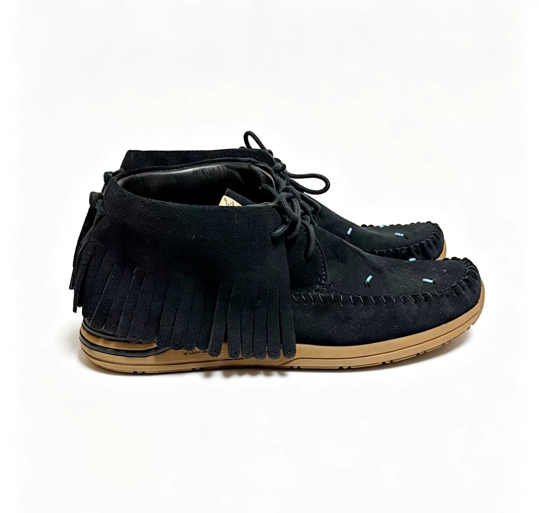 Visvim 22AW Fbt Shaman-Folk Fringe Leather Black Boots