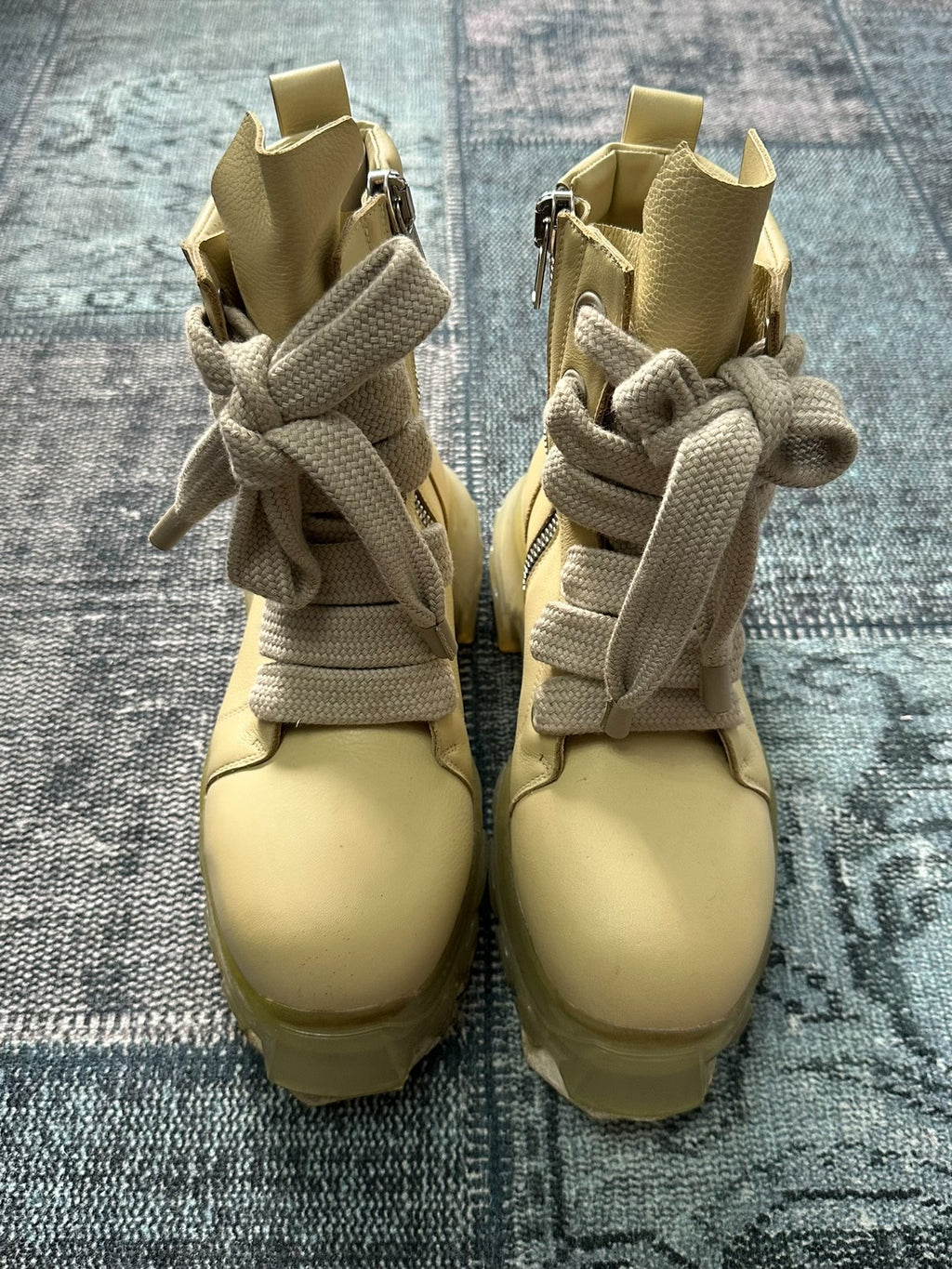 Rick Owens thick-lace transparent octopus-sole military boots