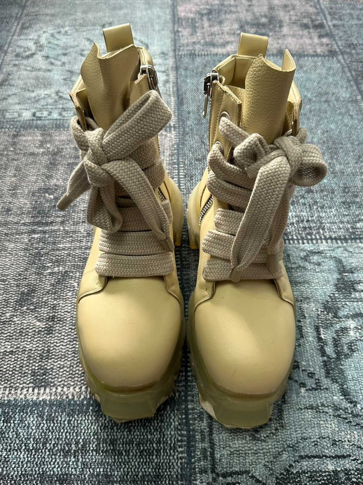 Rick Owens thick-lace transparent octopus-sole military boots