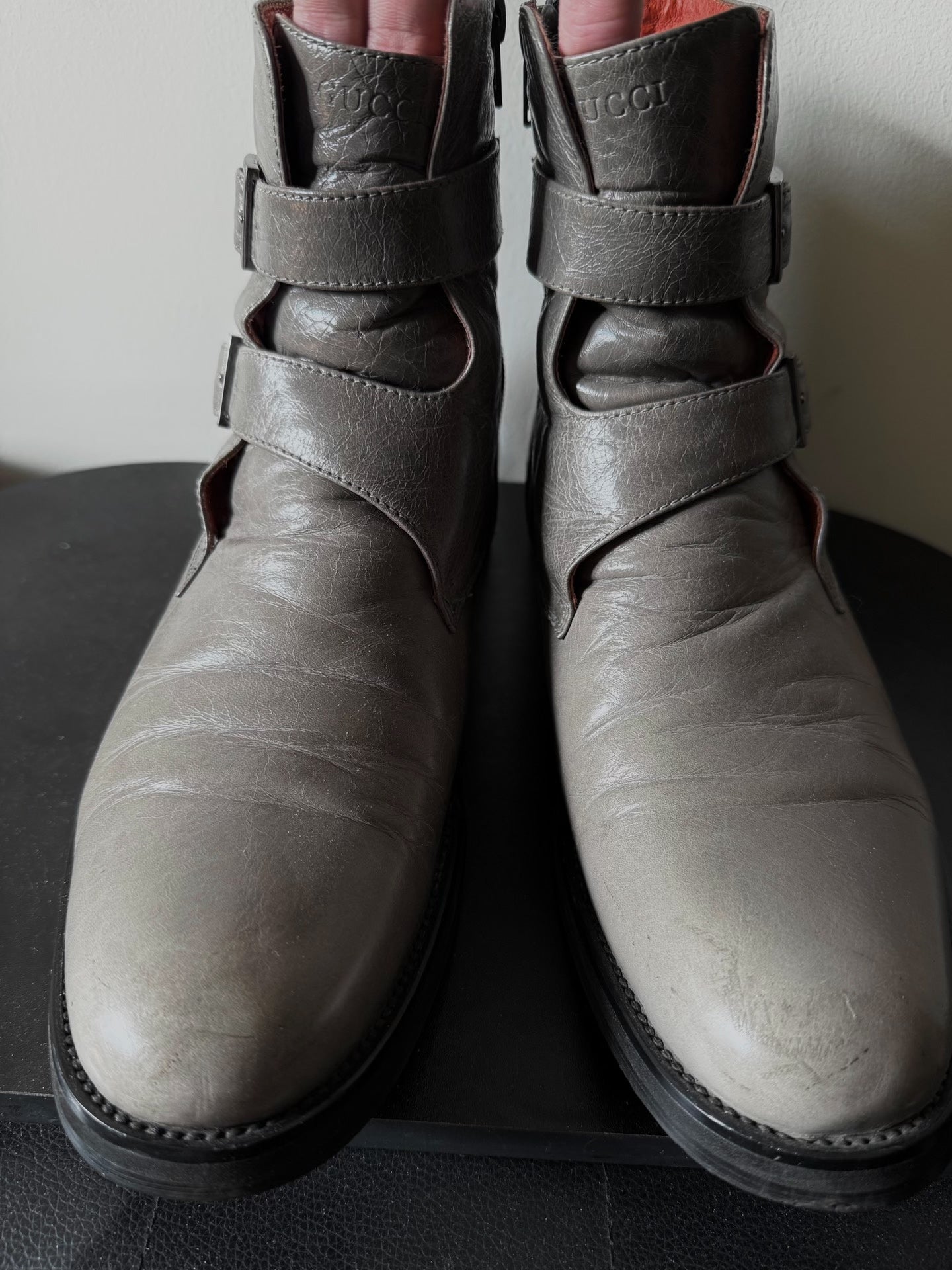 Gucci 00s Gray Lace-Up Boots