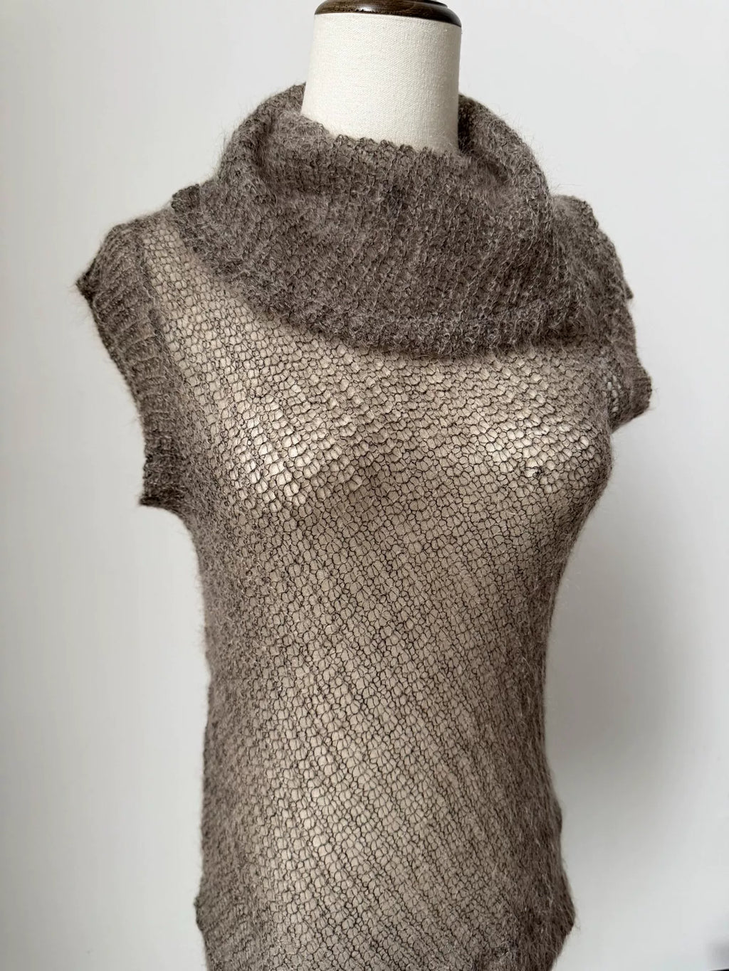 Issey Miyake Plantation line mock neck sleeveless knit vest