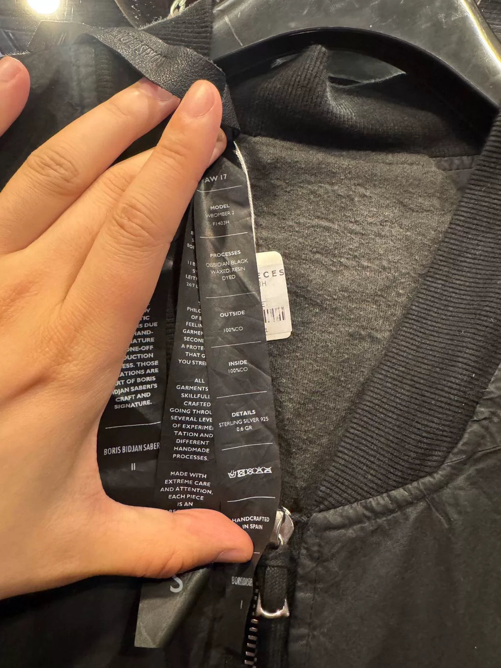 Boris Bidjan Saberi FW17 WBOMBER2 Black Obidian Cotton Jacket