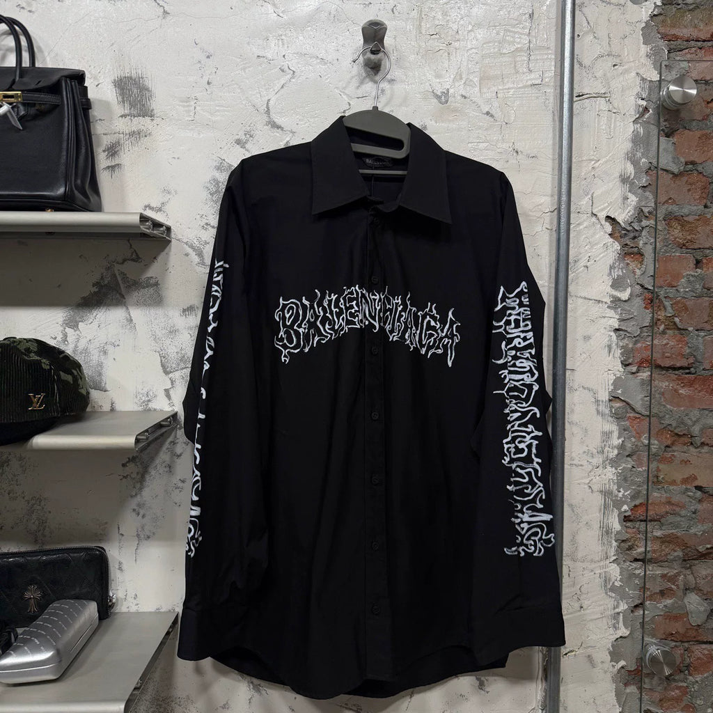 Balenciaga Black Dragon Year Limited Qilin Arm Graffiti Logo Nylon Shirt Jacket