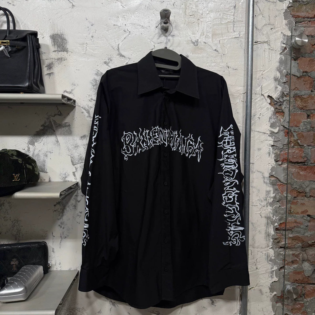 Balenciaga Black Dragon Year Limited Qilin Arm Graffiti Logo Nylon Shirt Jacket