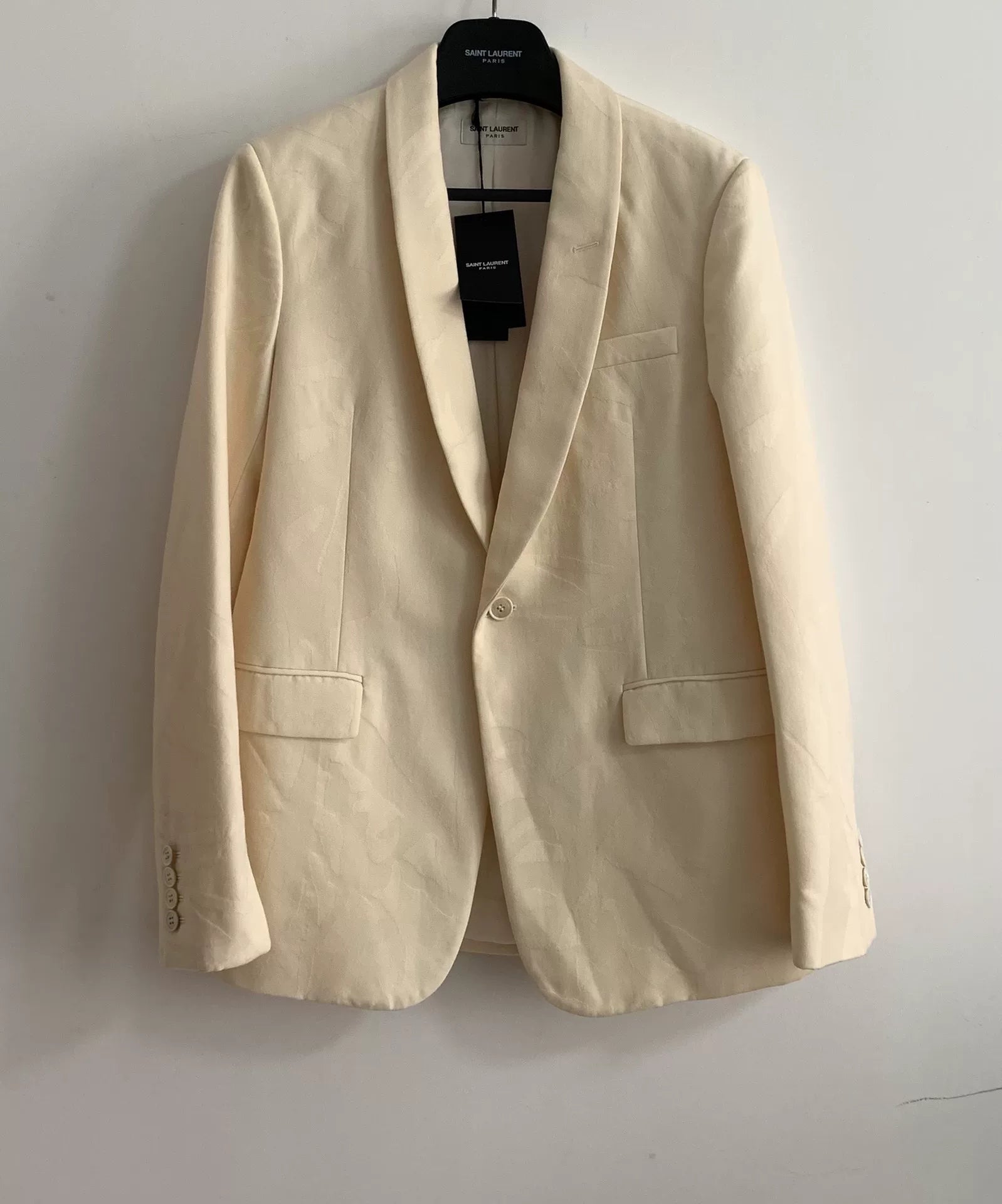 Saint Laurent 21SS Runway Off-White Silk Wool Suit