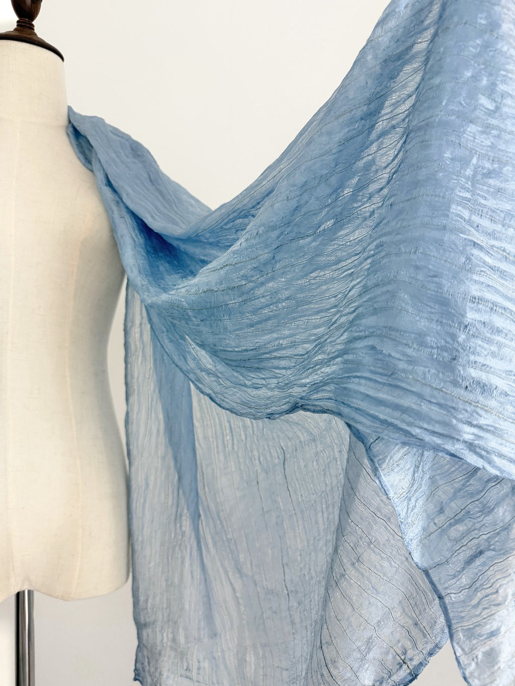 Yohji Yamamoto 1990s Ice Blue Drawstring Shawl - Devines
