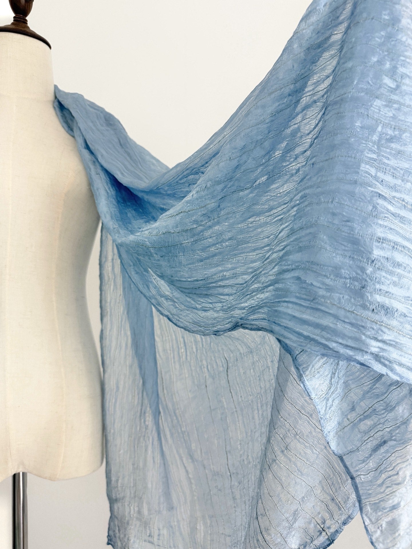 Yohji Yamamoto 1990s Ice Blue Drawstring Shawl - Devines