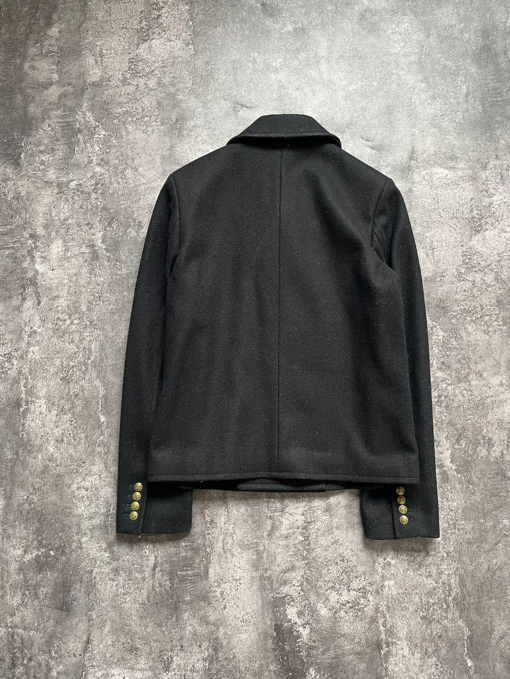 Saint Laurent Black Wool Double-Breasted Anchor Button Jacket