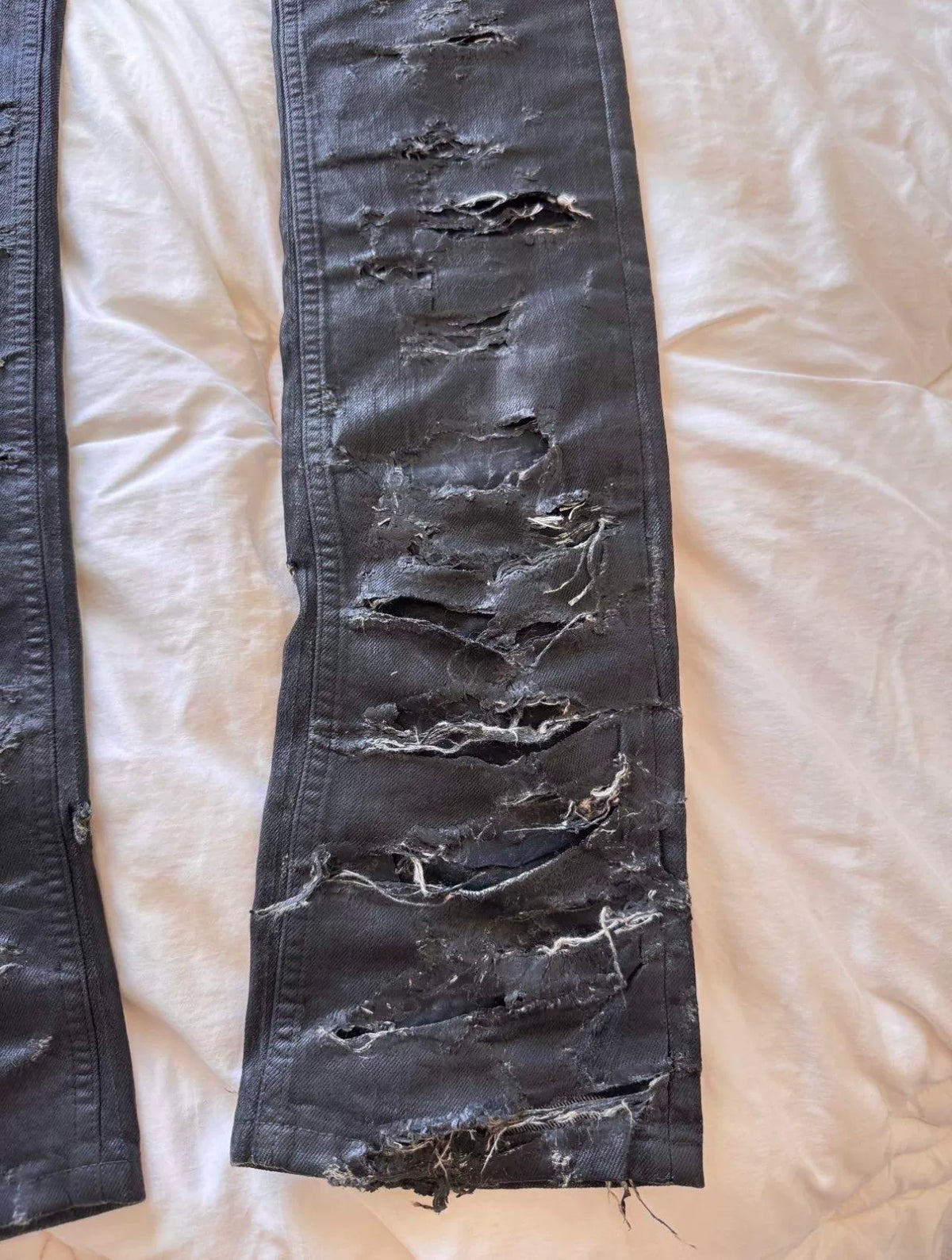 Dior Homme SS04 Strip Distressed Waxed Denim Jeans