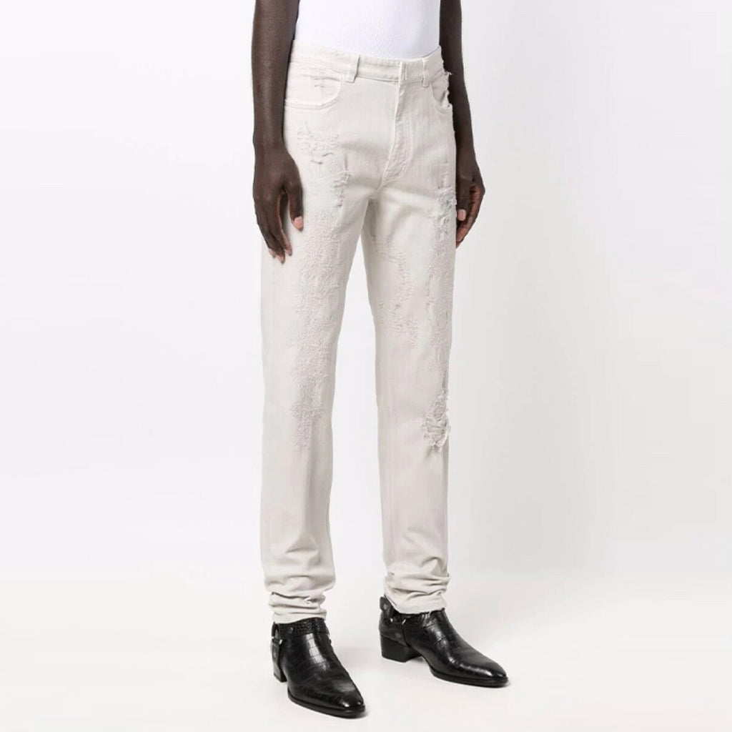 Givenchy Denim Distressed Straight-Leg Cotton White Pants