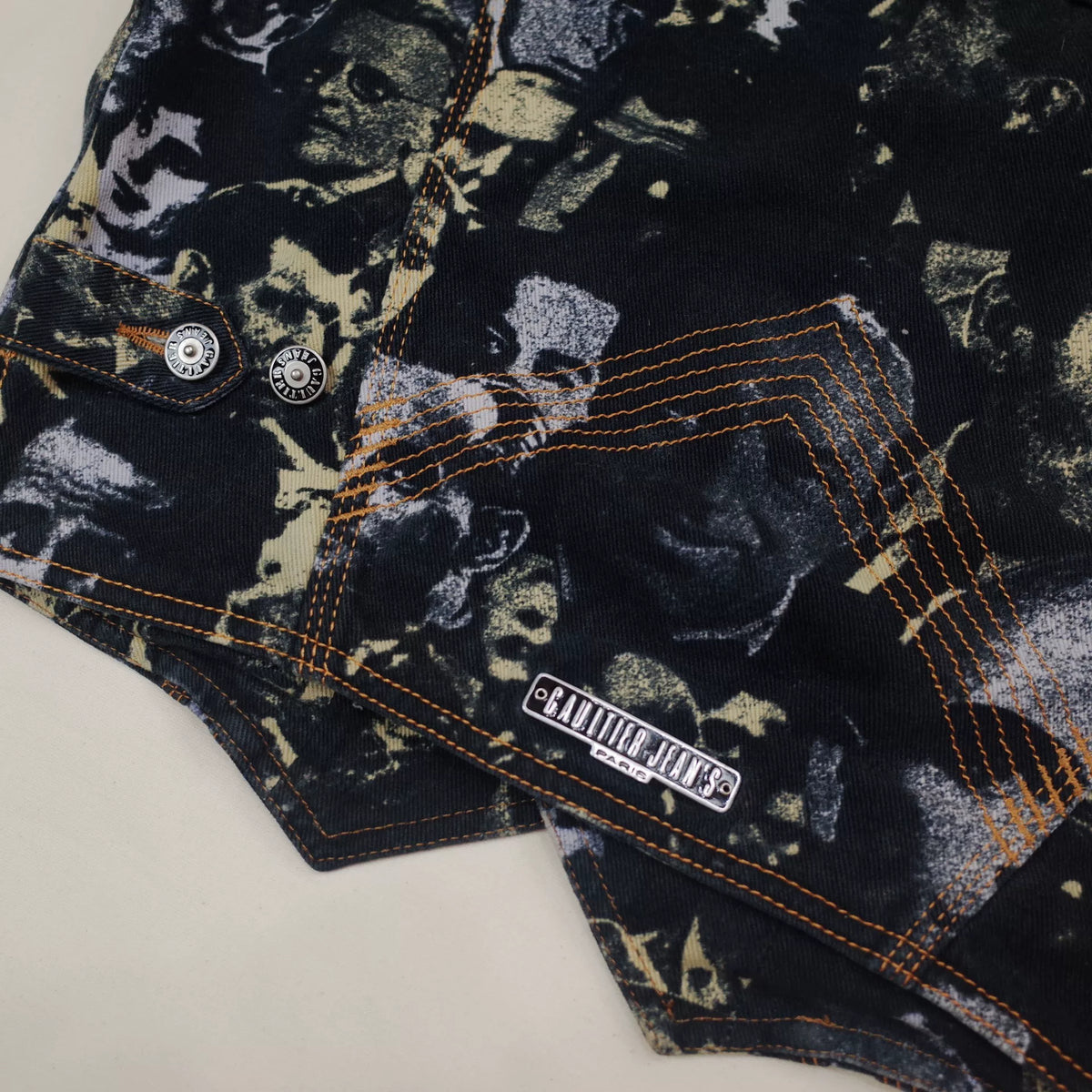 1992 Fall/Winter Jean Paul Gaultier Face Print Denim Vest