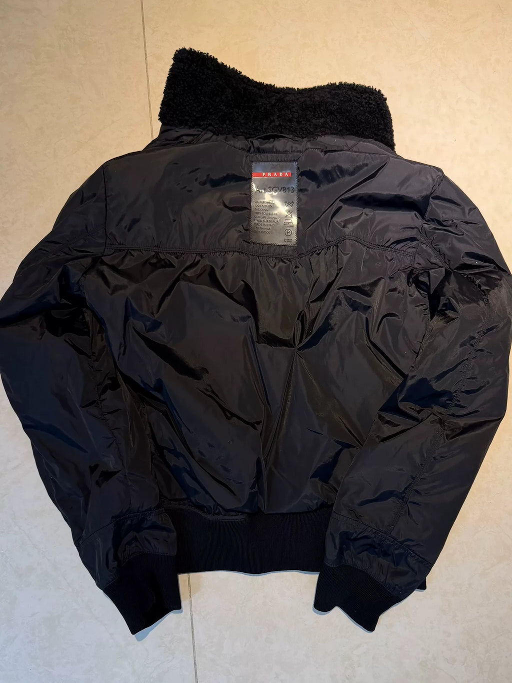 Prada Sports Reversible Lambswool Collar Biker Jacket