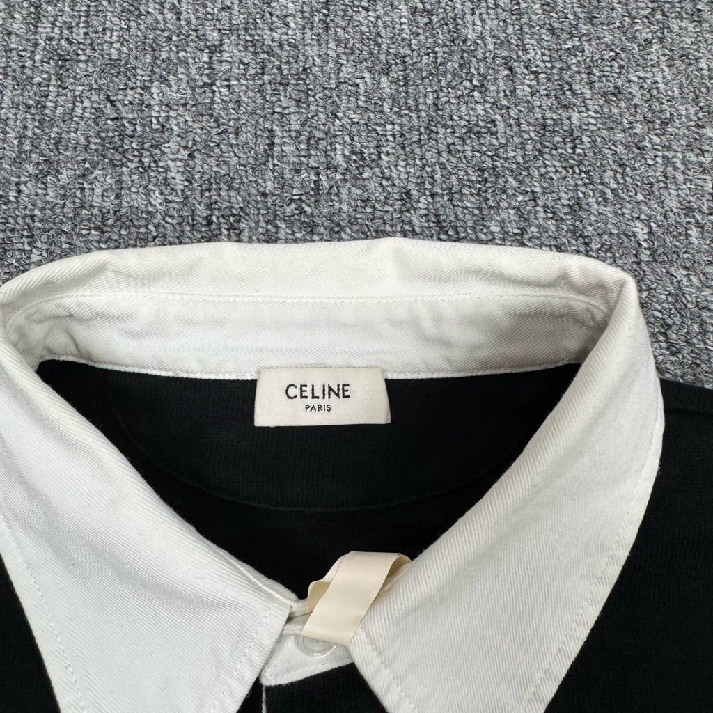 Celine SS25 Black Long Sleeve Polo Top