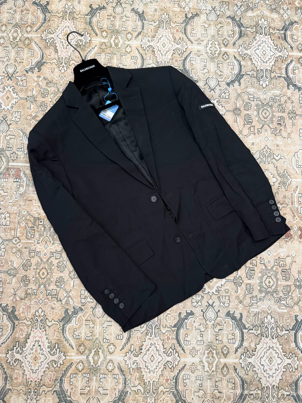 Balenciaga sleeve patch silk suit jacket