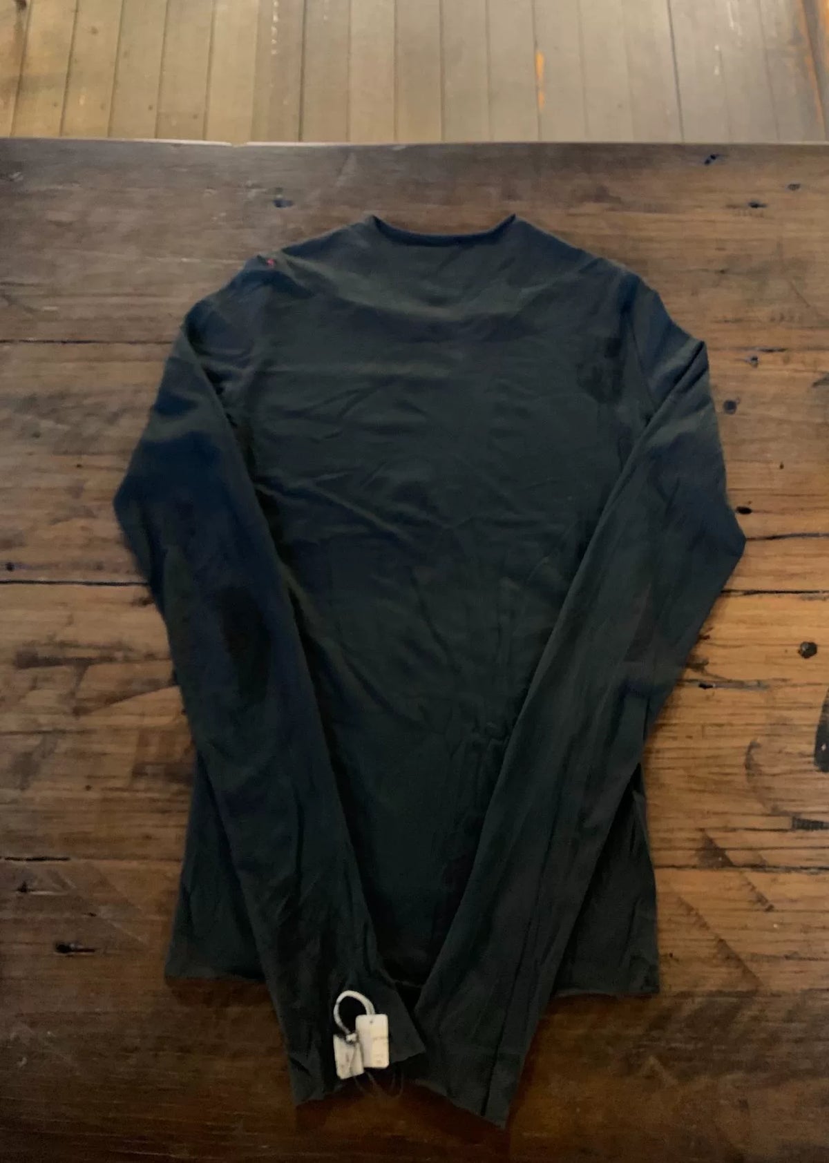 M.A+ FW16 Black Square Neck Longsleeve Tight Linen Tee