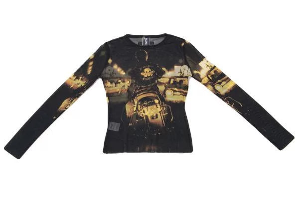 Jean Paul Gaultier Vintage Black Portrait Mesh Top
