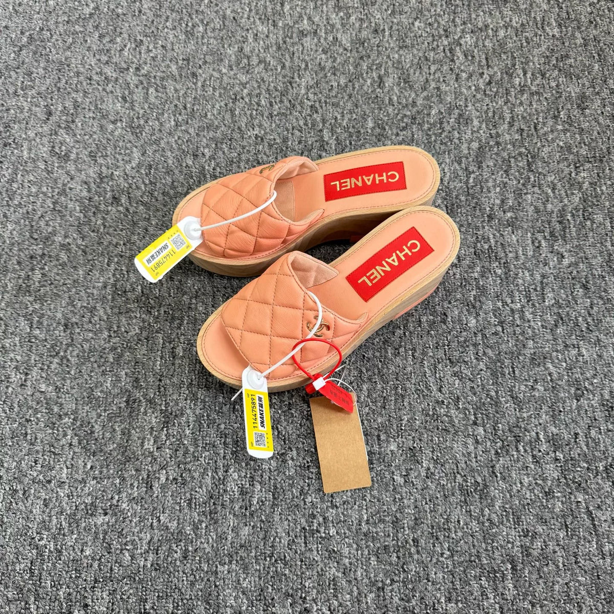 Chanel 22P pink double-C lambskin slippers