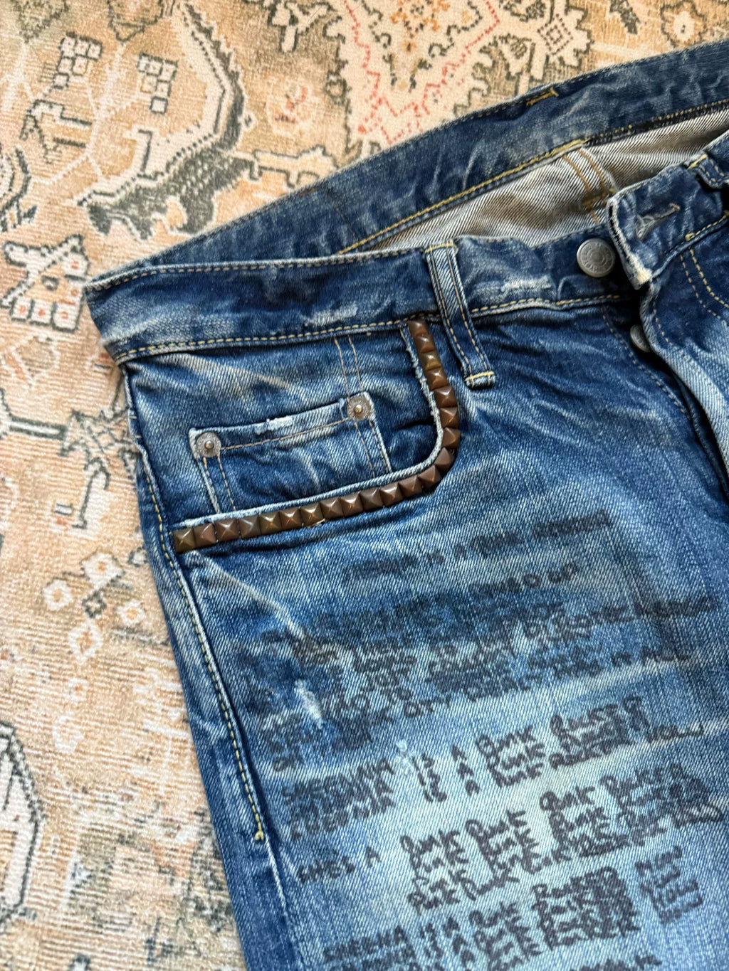 Hysteric Glamour Jeans Band Collaboration All-Over Print Lyrics Design