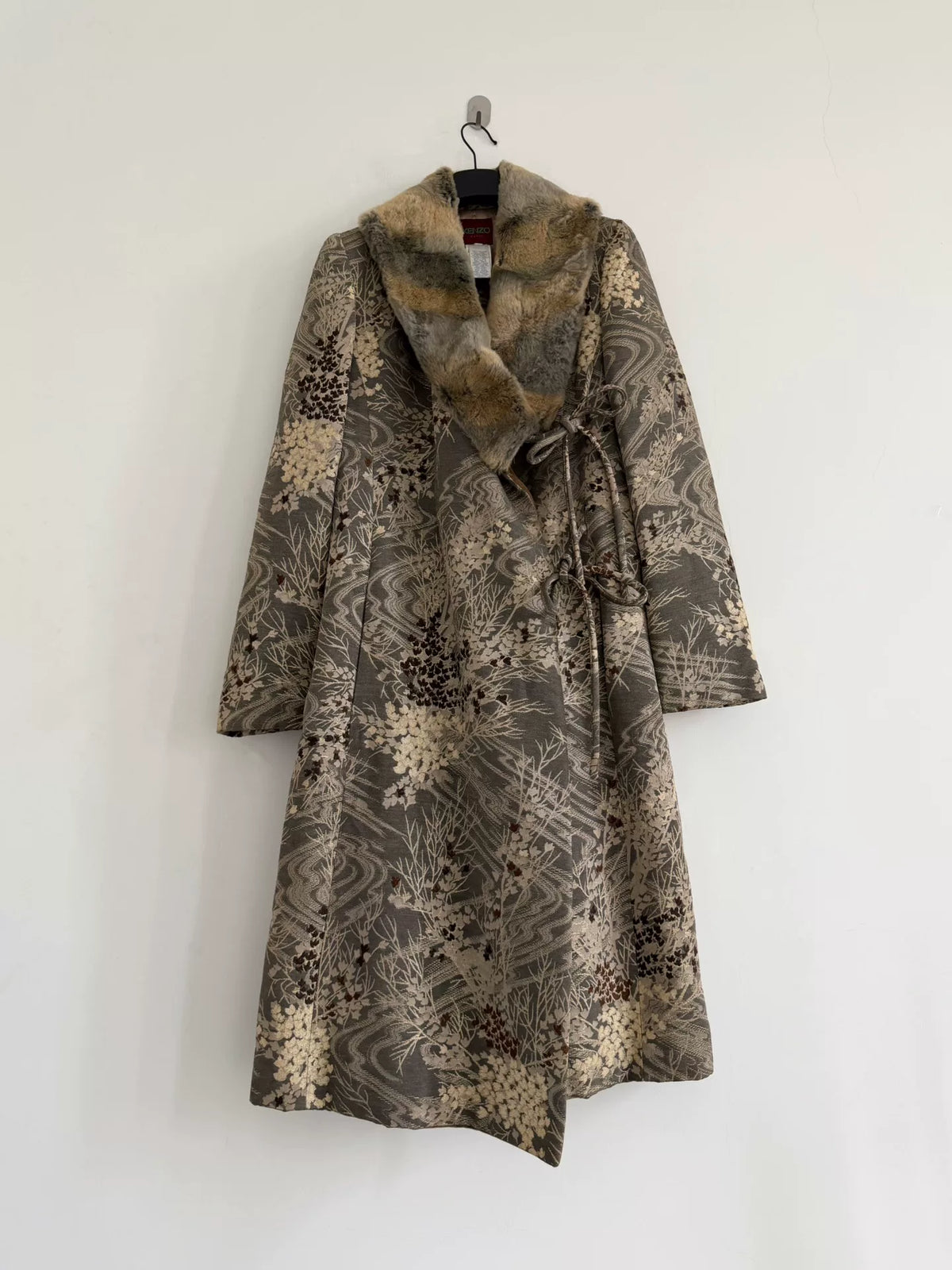 Yohji Yamamoto 80s Fur Collar Brocade Coat