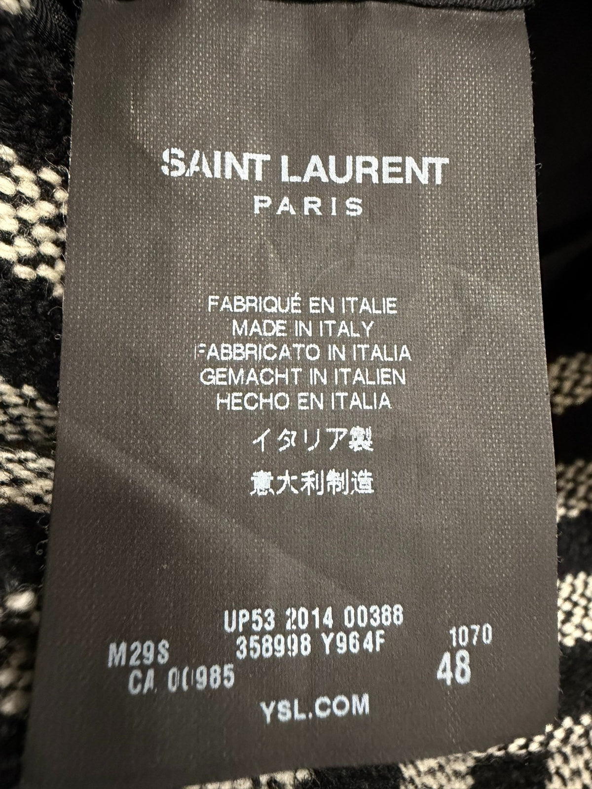 Saint Laurent Paris AW14 Black White Striped Virgin Wool Coat by Hedi Slimane