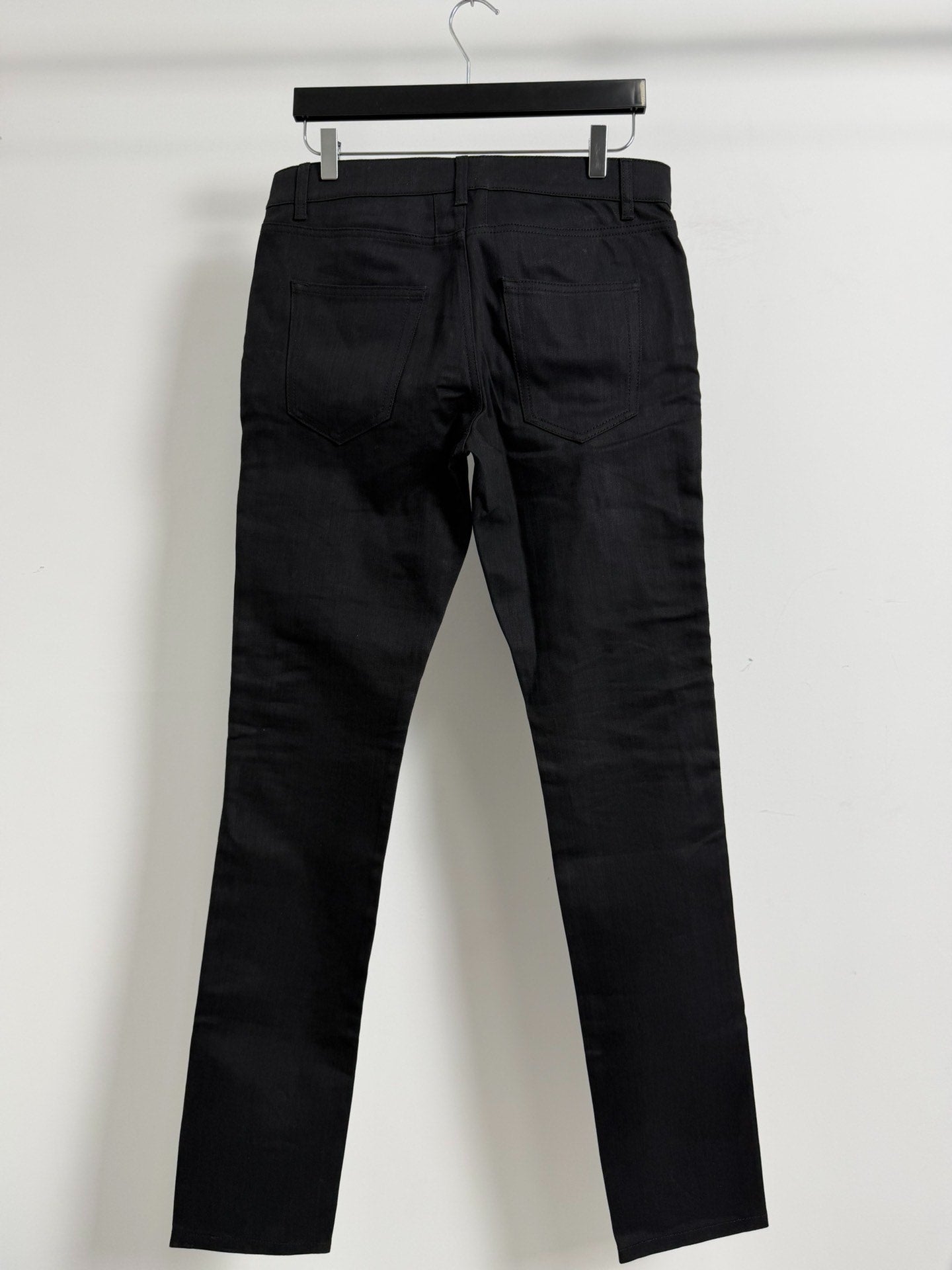 Saint Laurent Slp15fwd02 Zip Zipper Leather Black Jeans