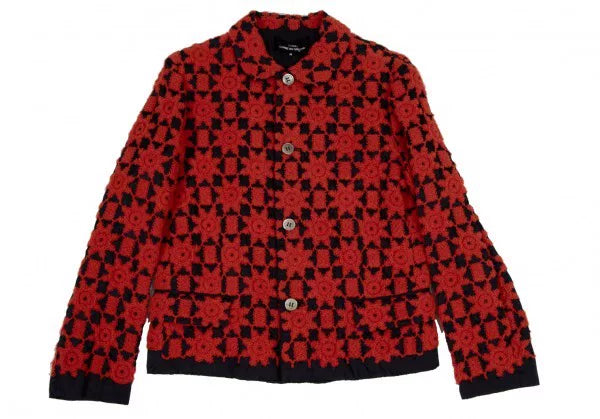 COMME des GARCONS Vintage Red Floral Mandarin Collar Top