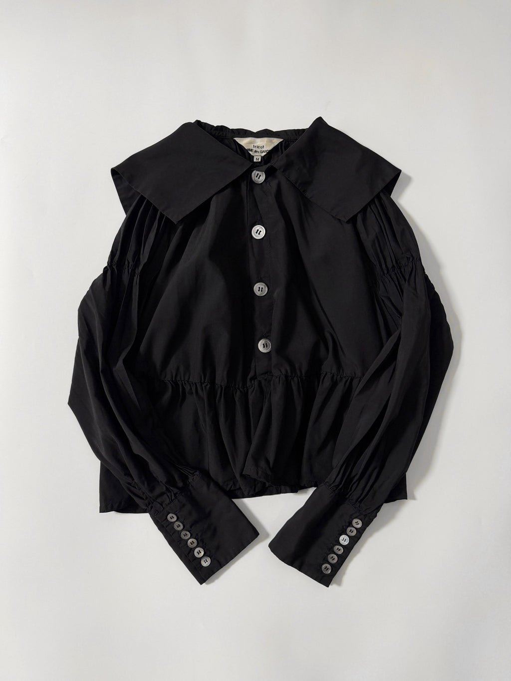 Comme Des Garcons Black Pleated Collar Lapel Shirt - Devines