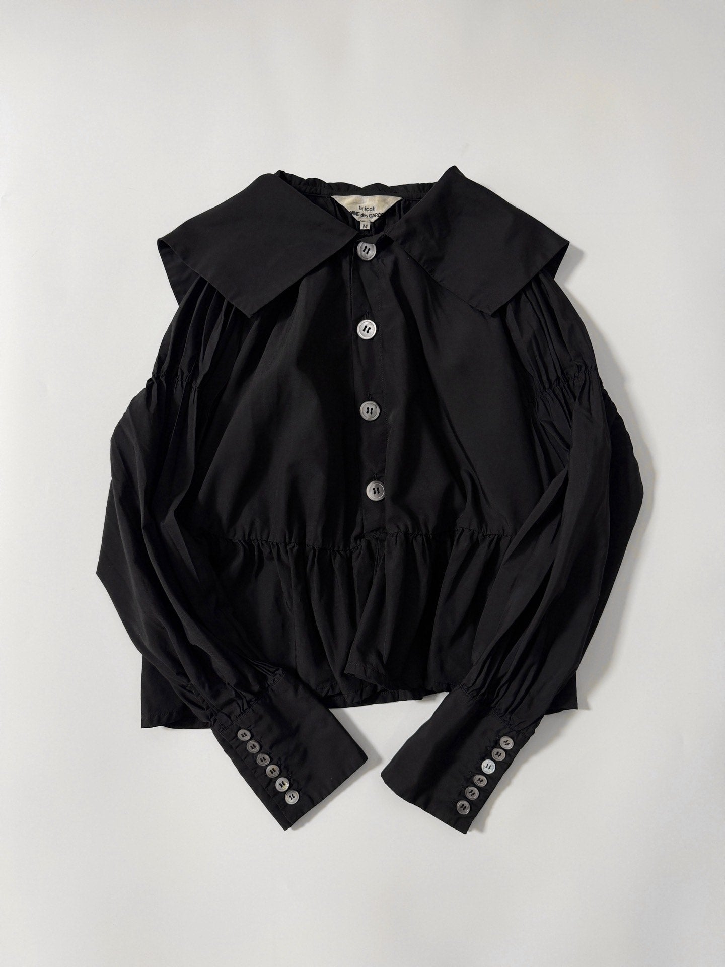 Comme Des Garcons Black Pleated Collar Lapel Shirt - Devines