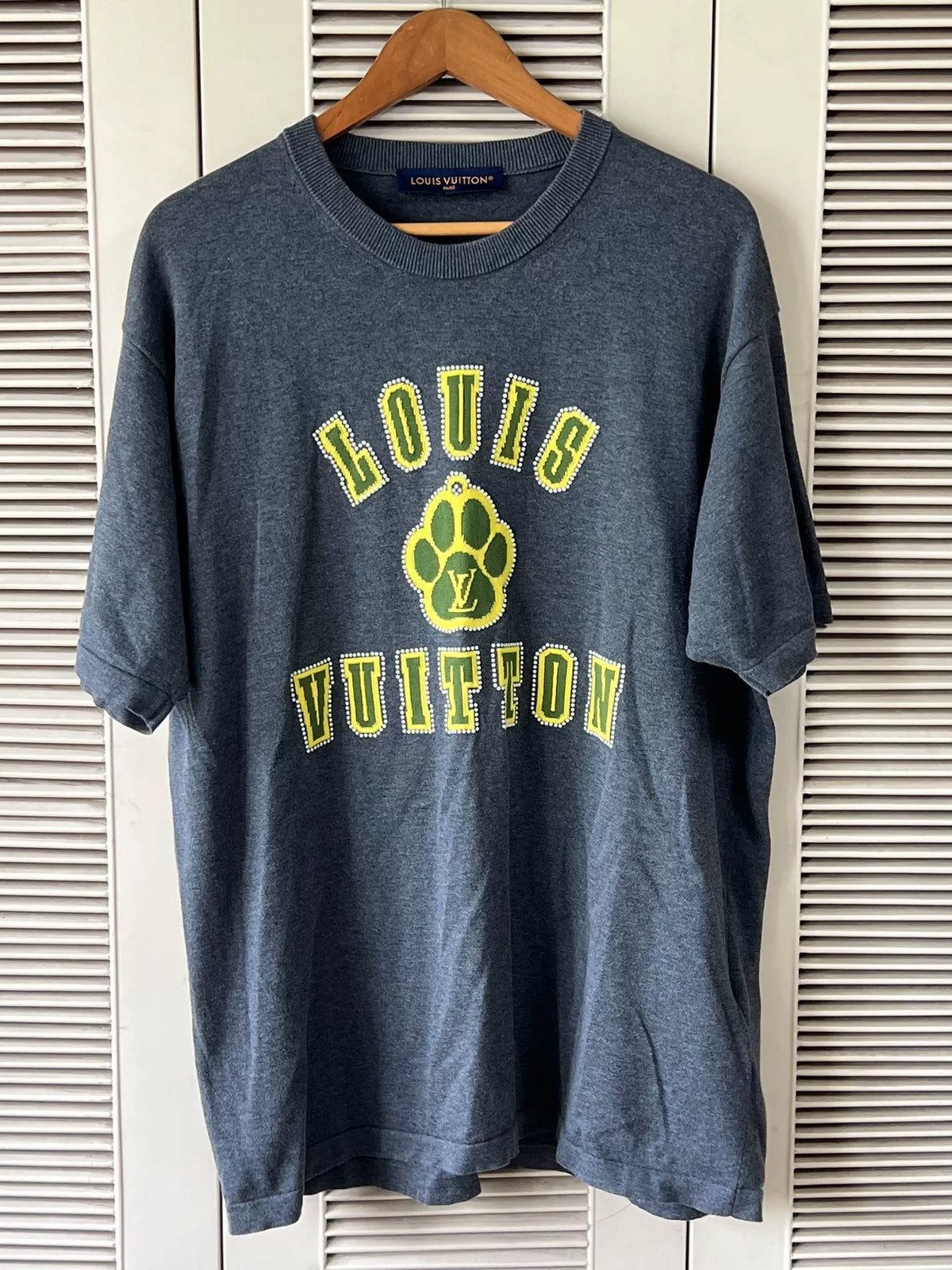 Louis Vuitton LV Dog Series Beaded Logo Knit Short-Sleeve T-Shirt