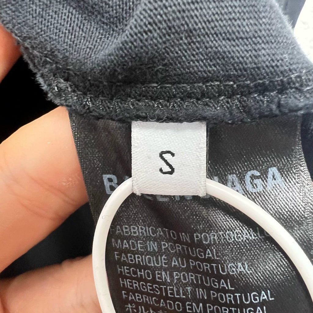 Balenciaga Black Inverted Letter Logo Short Sleeve T-Shirt